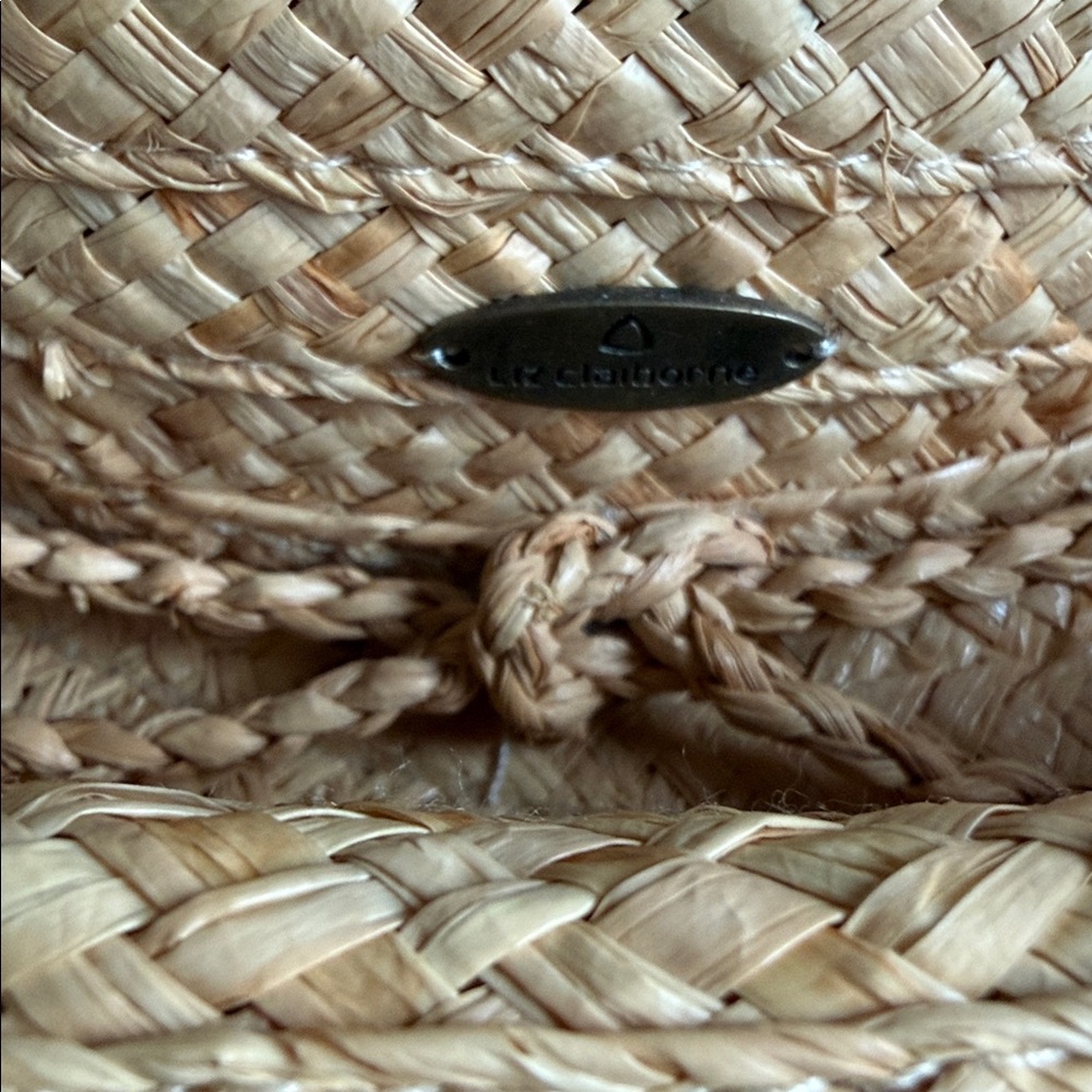 Vintage Liz Claiborne Straw Bowler Rolled Brim Hat Tan With Metal LC Brand Tag - Picture 14 of 17